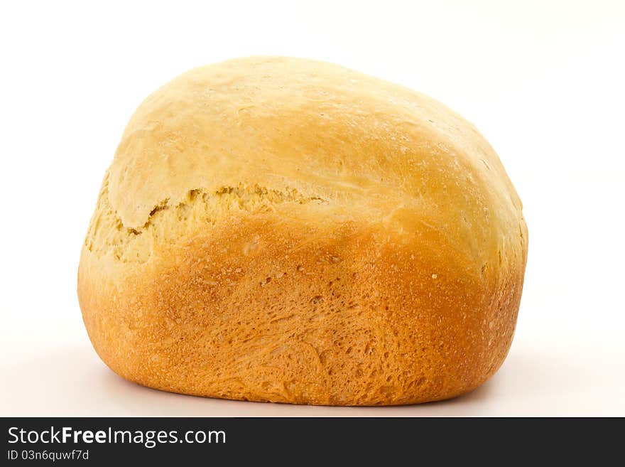 Fresh hot homemade bread on a white background