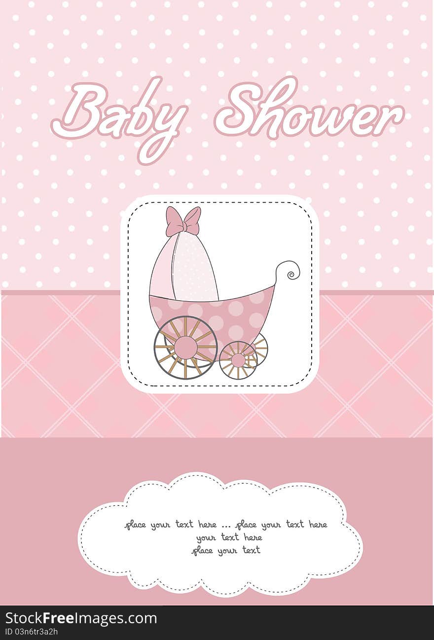 Baby Shower Announcement Card With Pram