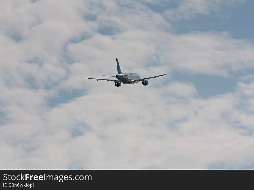 An Airbus 320 airliner climbing after take off