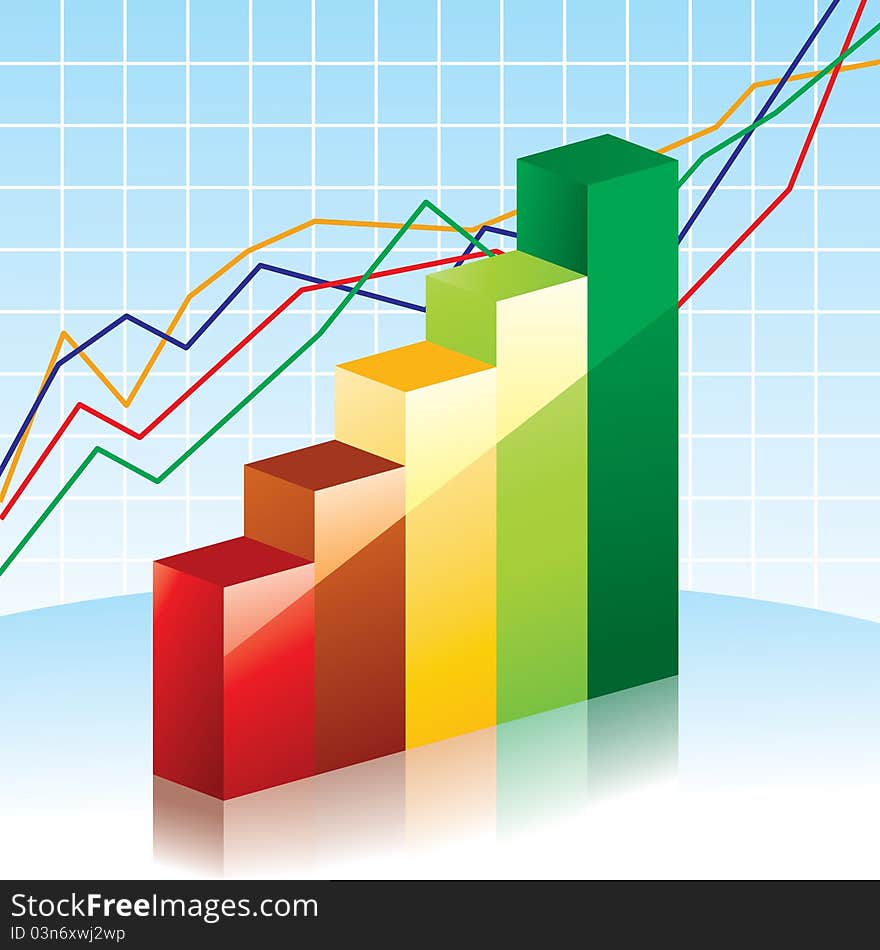 Vector illustration of bar charts. Business concepts.