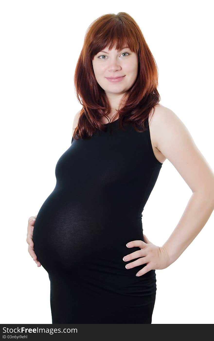 The pregnant woman isolated on white background