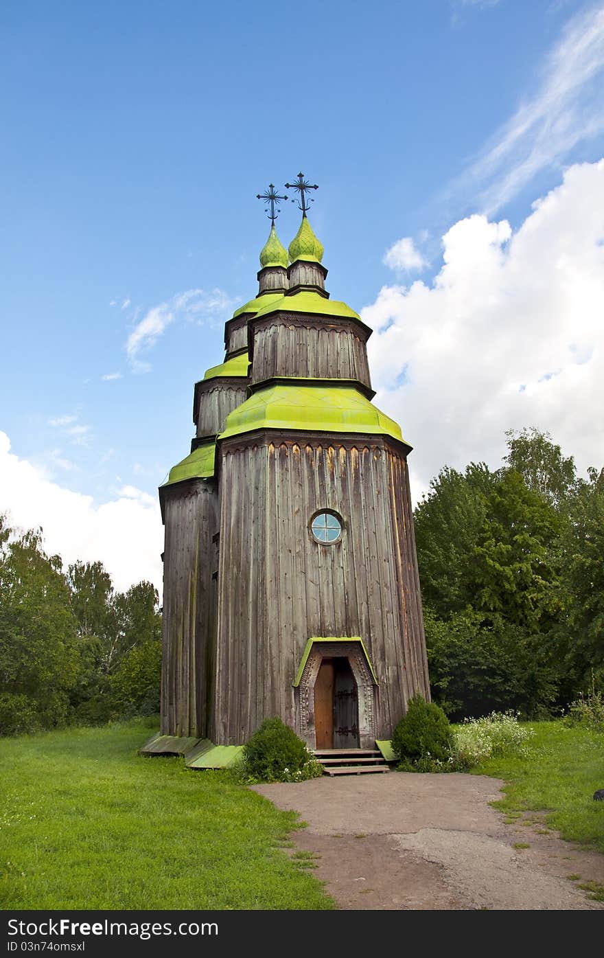 Old wooden ukrainian church in Kiev. Old wooden ukrainian church in Kiev