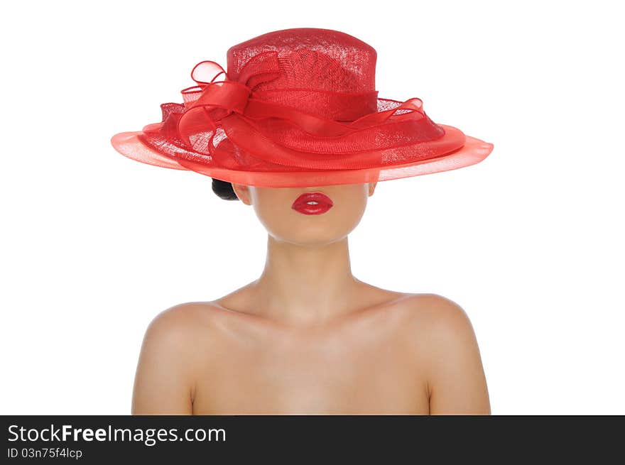 Beautiful Woman With Red Hat