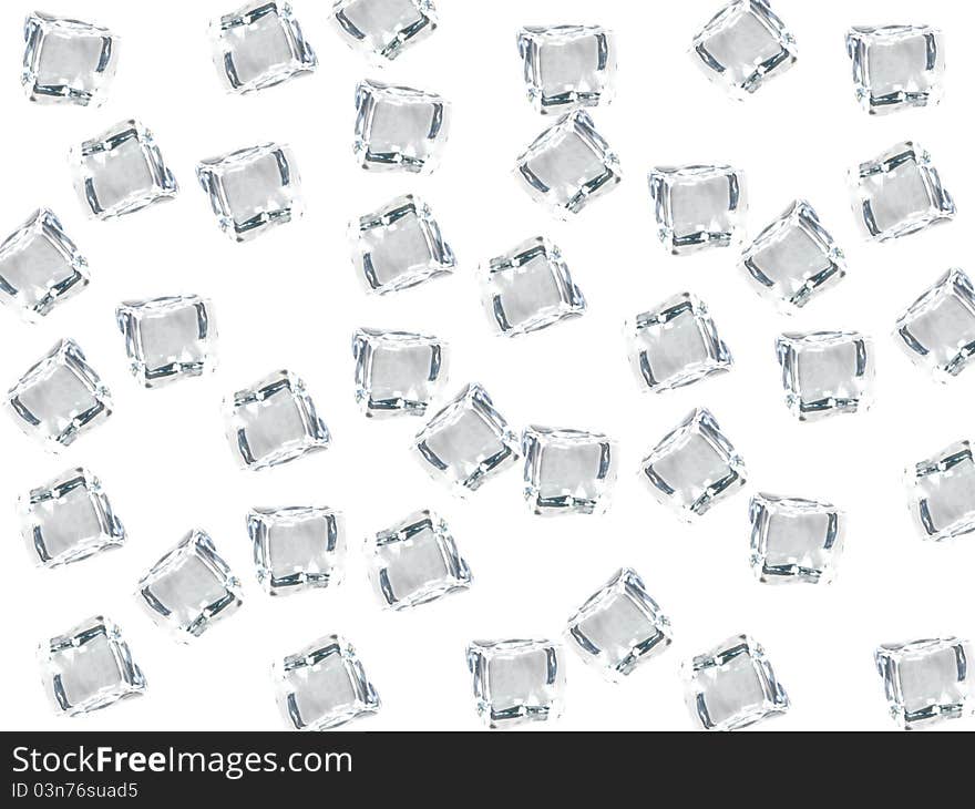 Ice cubes isolated against a white background