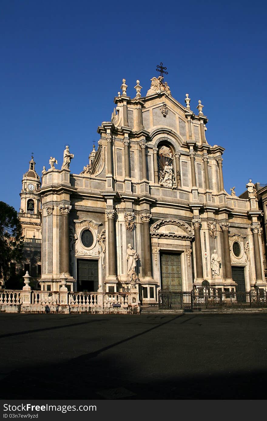 The sicilian baroque of the cathedral in Catania. The sicilian baroque of the cathedral in Catania