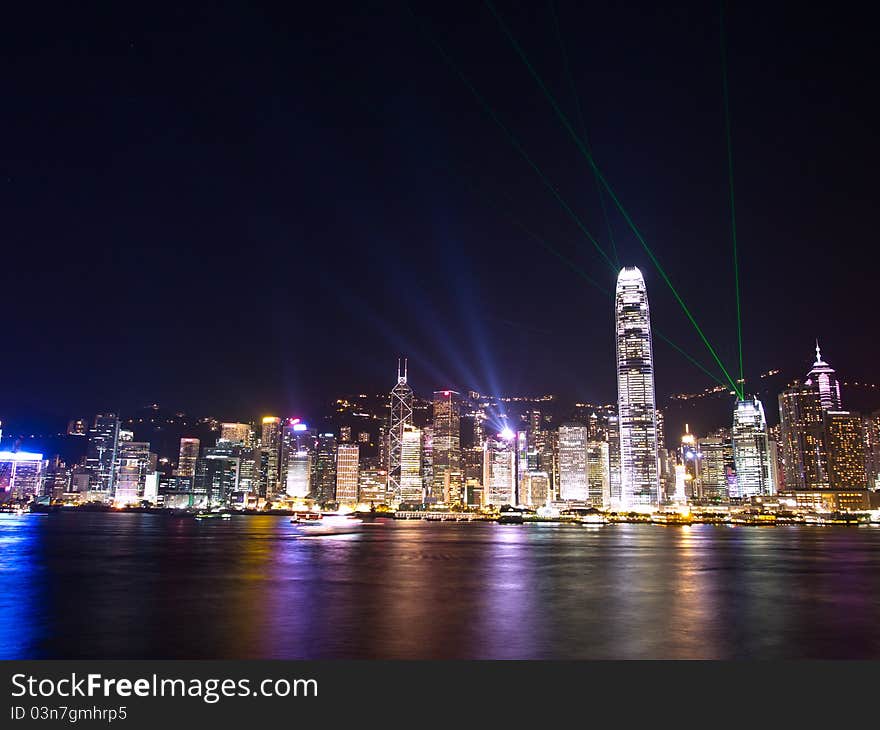 Hong Kong spectacular harbour views and magnificent A Symphony of Lights. Hong Kong spectacular harbour views and magnificent A Symphony of Lights