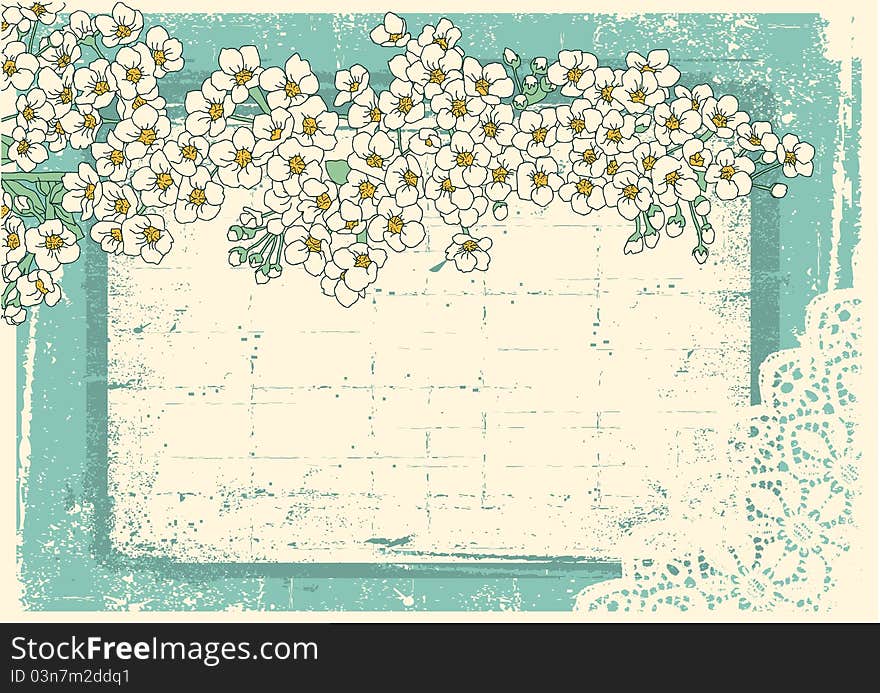 Vintage floral background with grunge decor frame for text