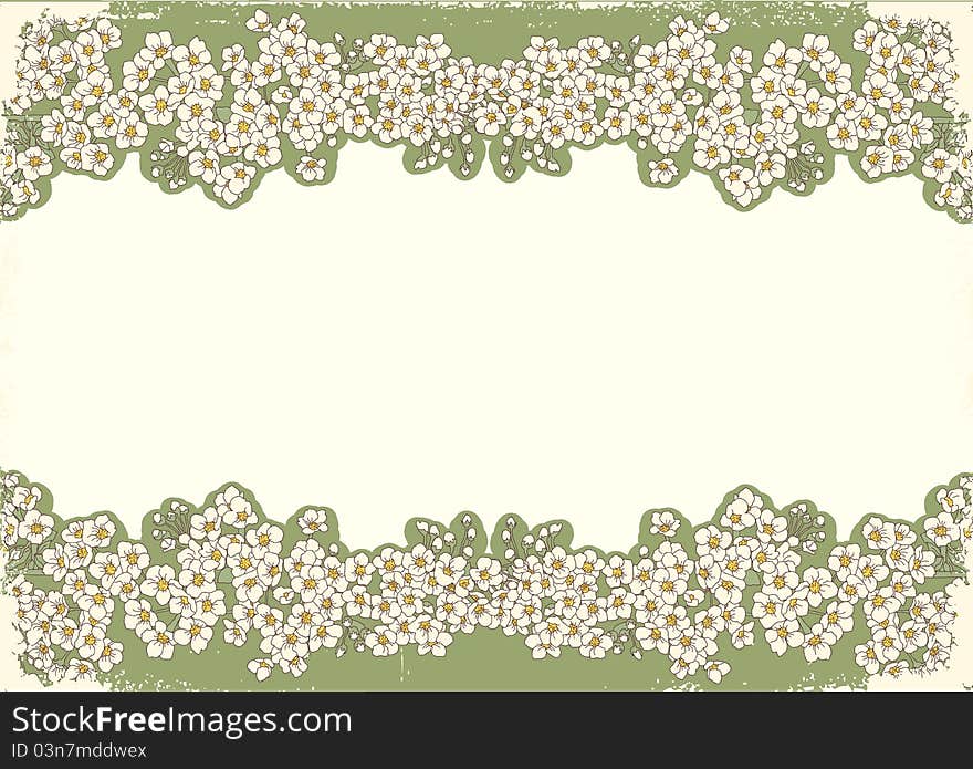 Vintage flowers postcard for text.Vector floral background with grunge elements. Vintage flowers postcard for text.Vector floral background with grunge elements