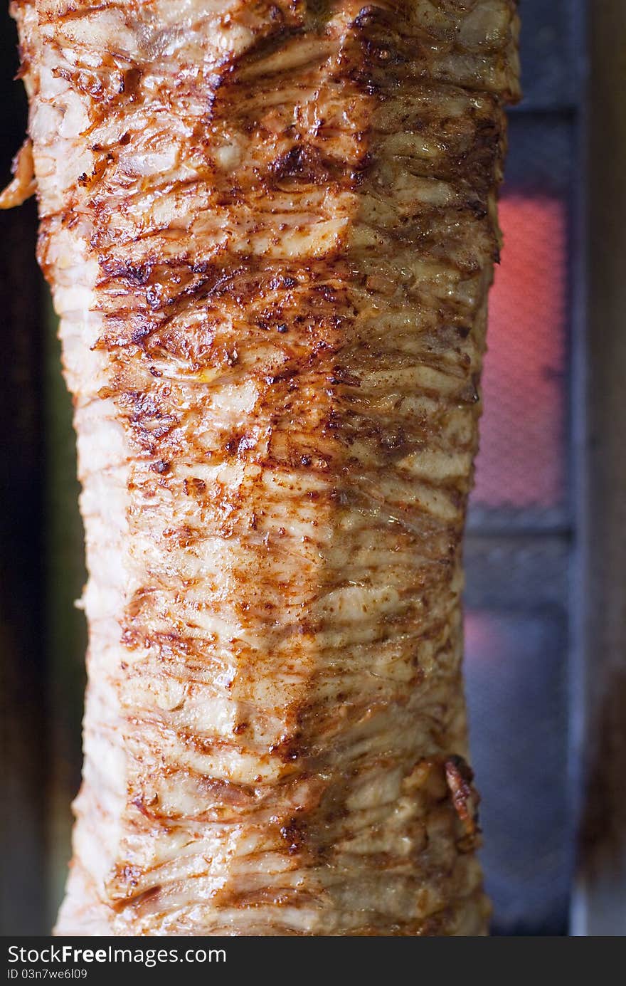 Traditional tirkish grilled meat - doner kebab. Traditional tirkish grilled meat - doner kebab