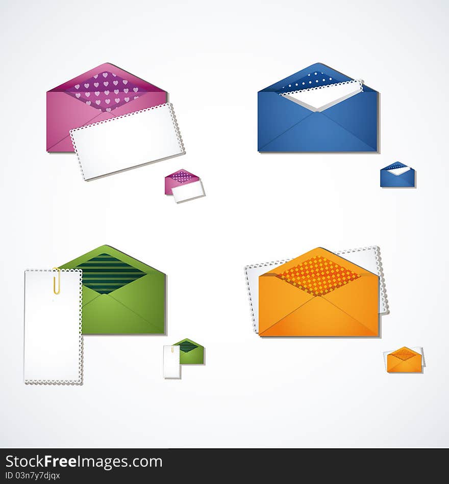 Four multi-colored e-mail icon set. Four multi-colored e-mail icon set