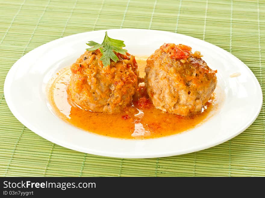 Meatballs with tomato sauce on a plate