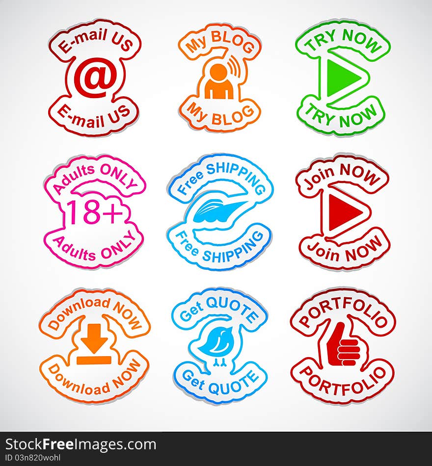 Color set of 9  stickers. Color set of 9  stickers.