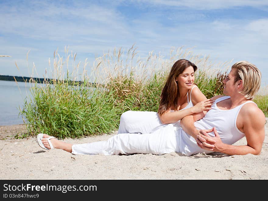 Couple together at the beach