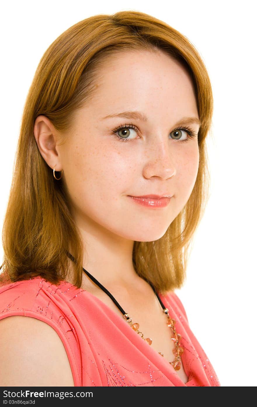 Beautiful girl on a white background.