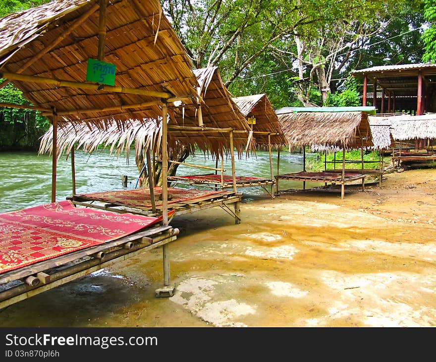 Hut and beautiful river