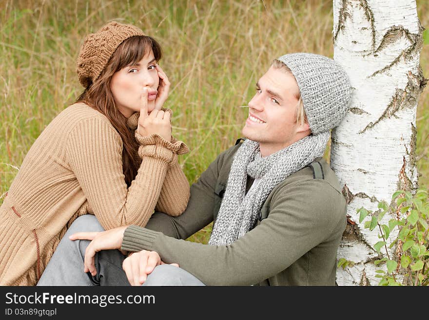 Couple having fun in the wood