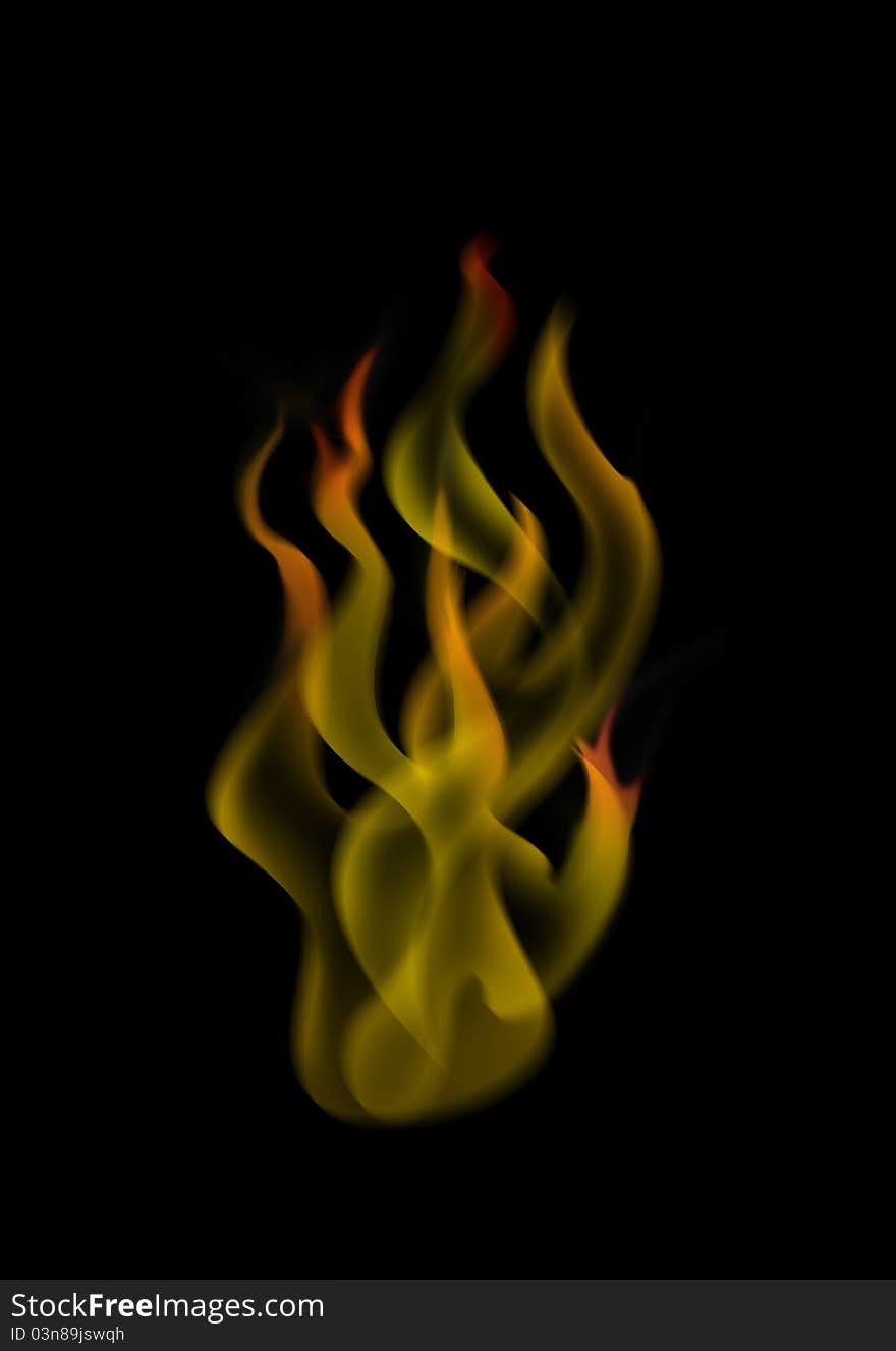 Illustrated fire flames in black background