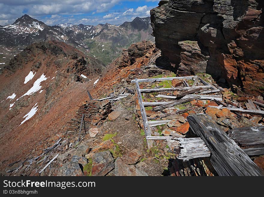 Ruins of the first global war along Italian alps