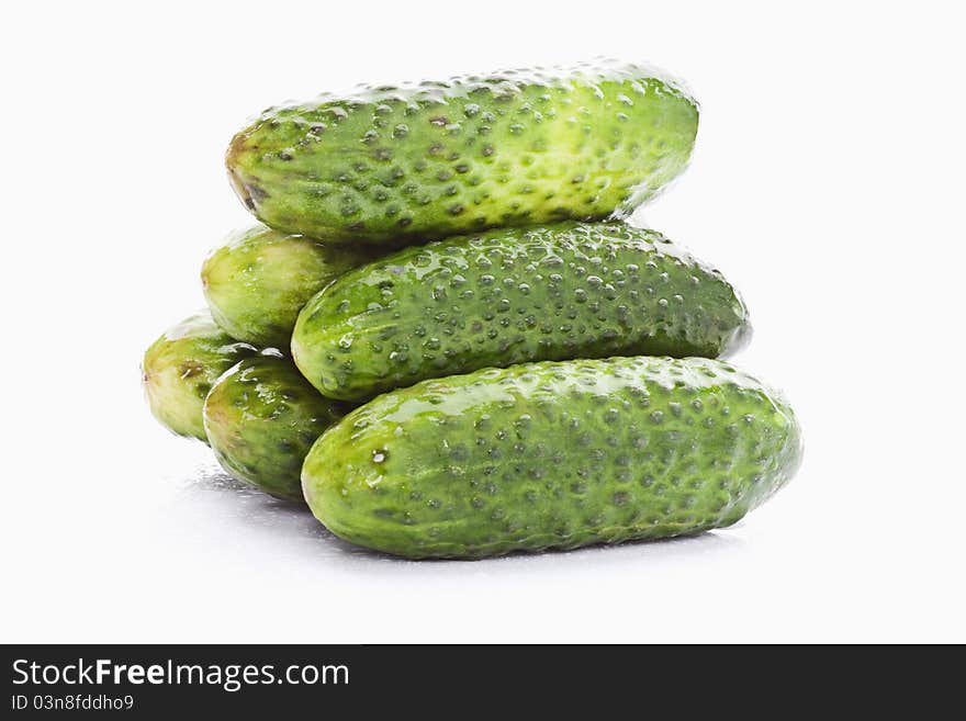 Cucumbers on a white background