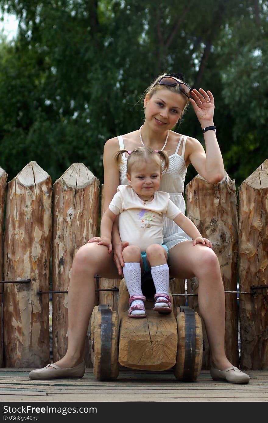 Mum with a daughter on a playground. Mum with a daughter on a playground