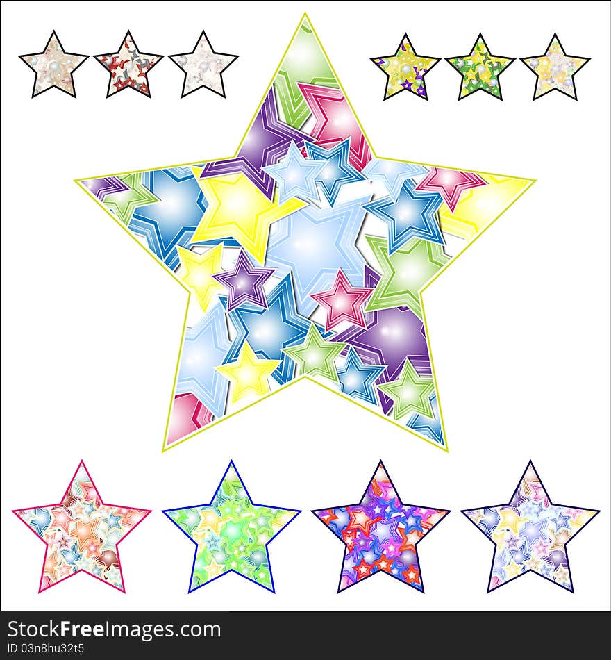 Stars made from stars on a white background. Stars made from stars on a white background