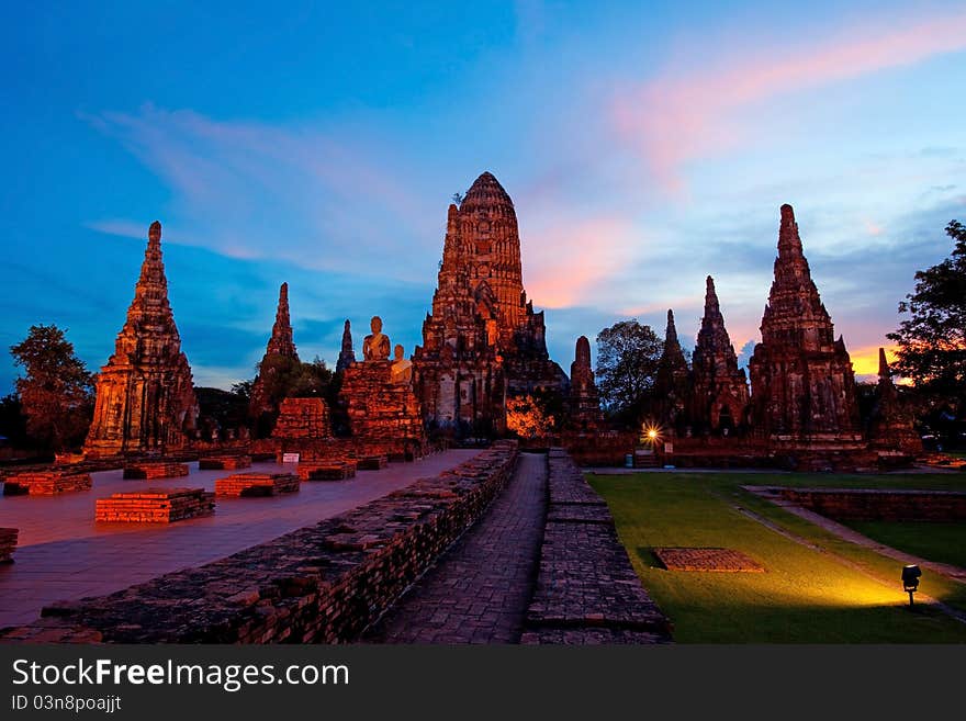 Wat Chaiwattanaram, the historical temple in Ayutthaya, Thailand