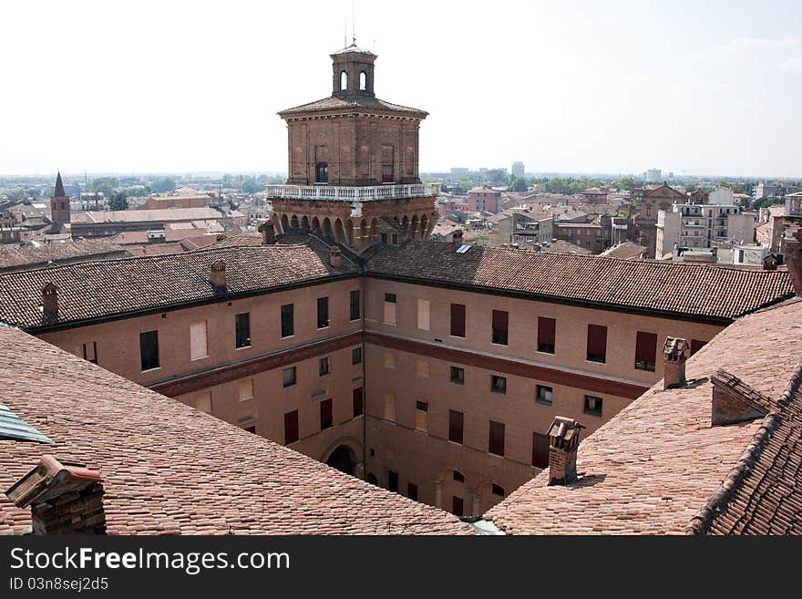 Medieval roofs in ferrara city