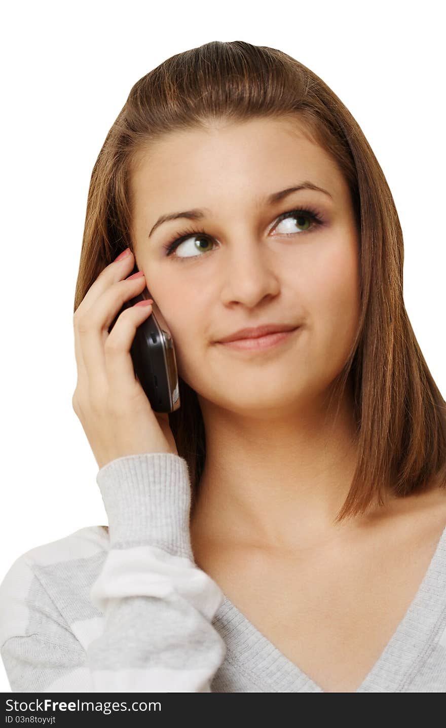 Portrait of the beautiful girl with a mobile phone