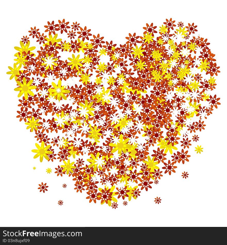 Illustration of heart shape made with flower. Illustration of heart shape made with flower