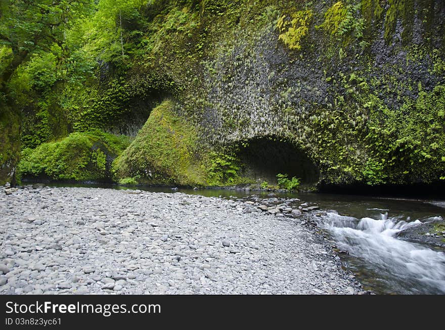 Cliffs near Punchbowl falls, Eagle Creek, Columbia River Gorge. Cliffs near Punchbowl falls, Eagle Creek, Columbia River Gorge