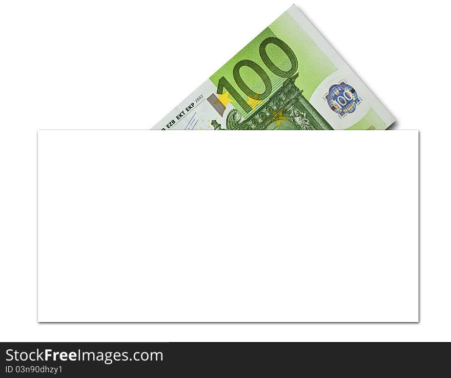 Denomination of one hundred euros in paper envelope