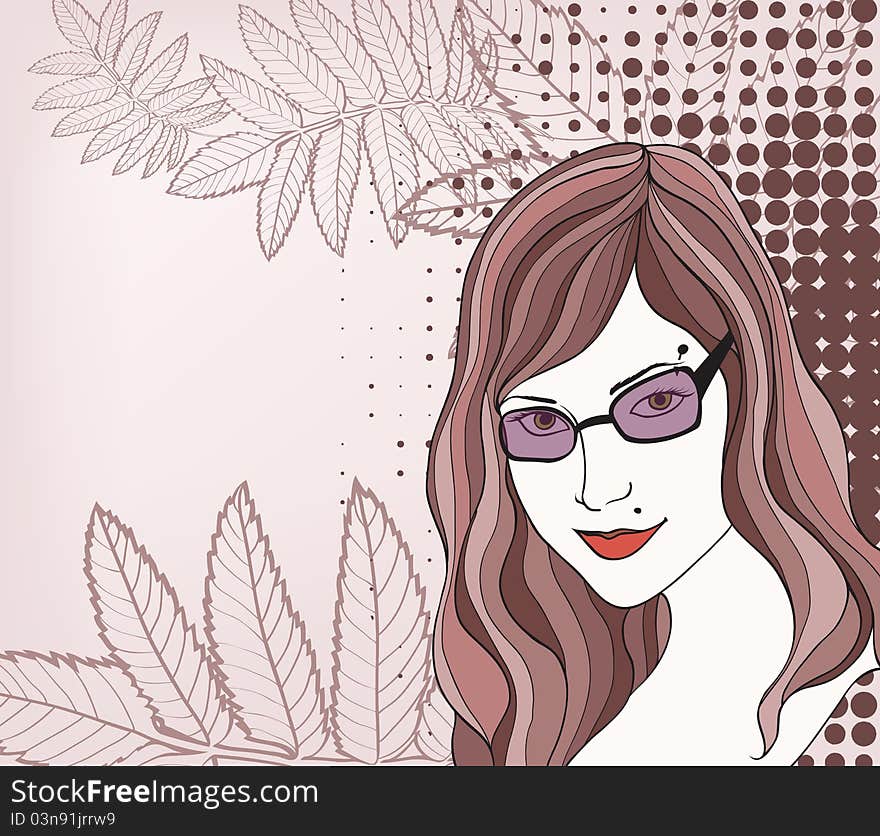 Nice girl on floral background