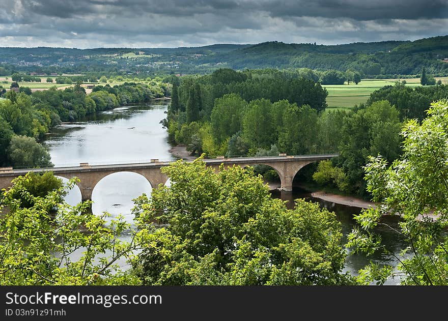 Dordogne river and bridge