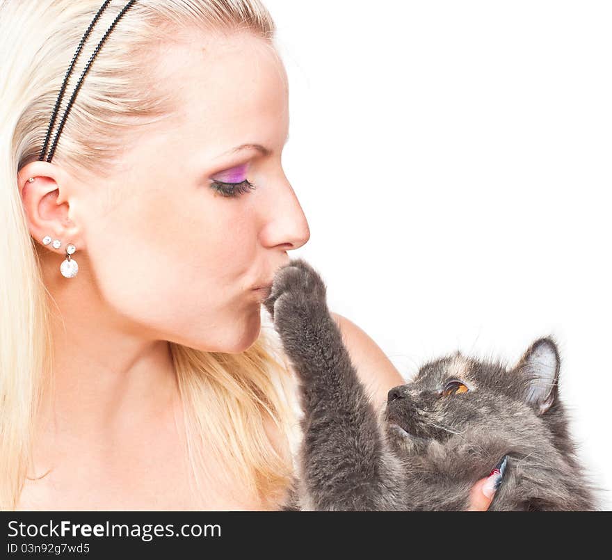 Blonde and cat