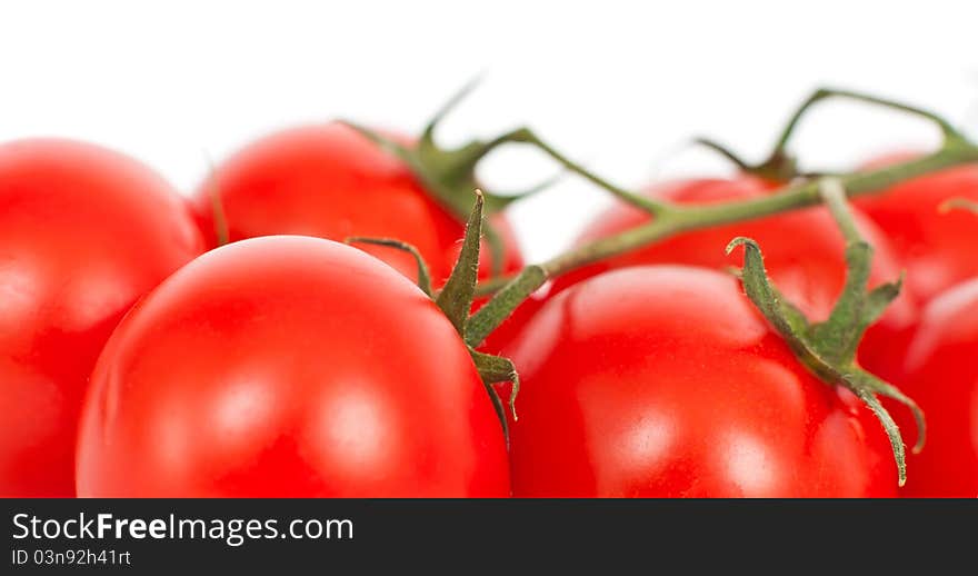 Red tomatoes on a white background