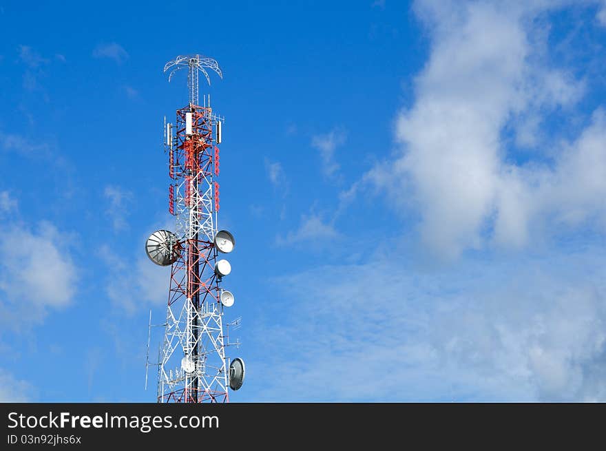 Communication tower over a sky