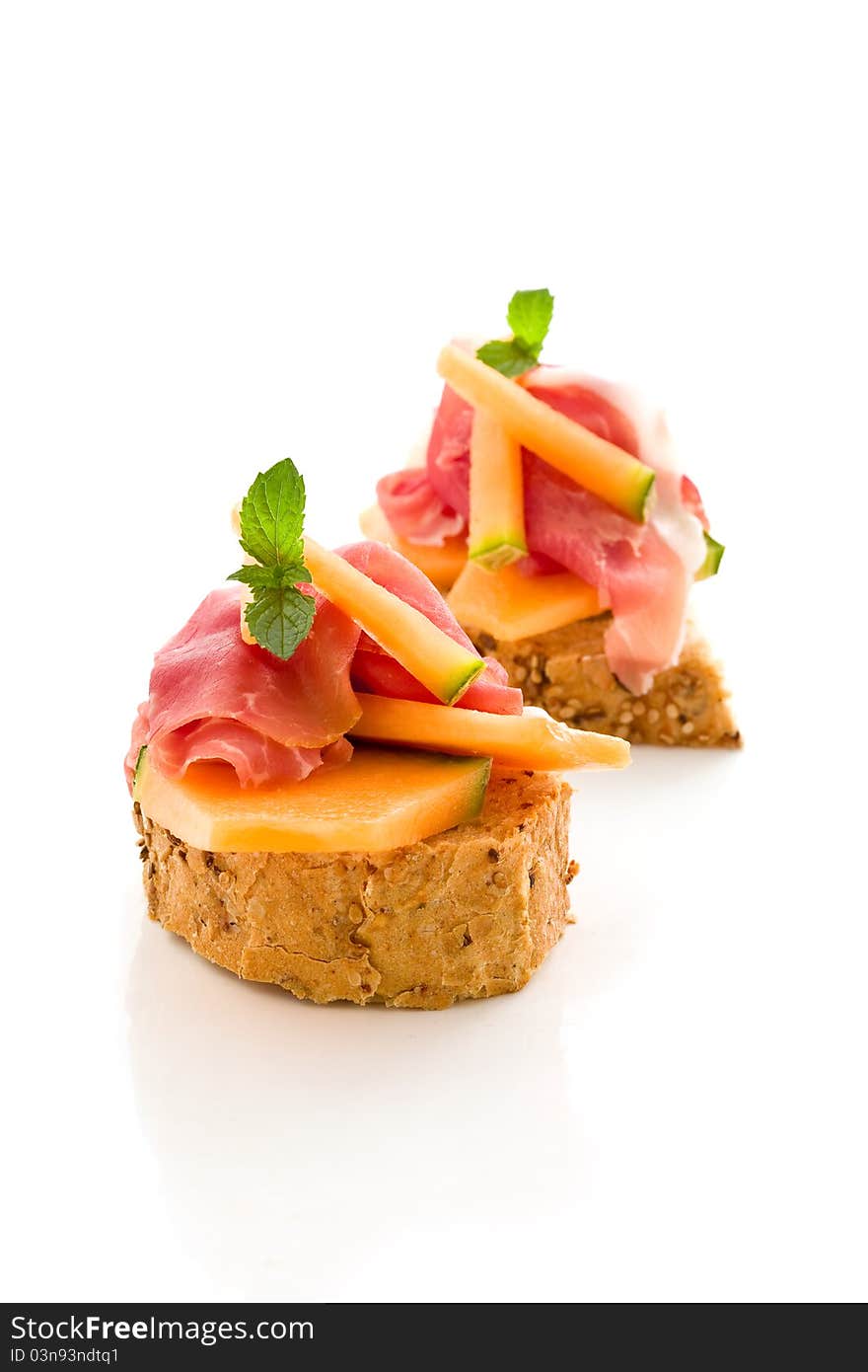 Ham And Melon Appetizer Isolated