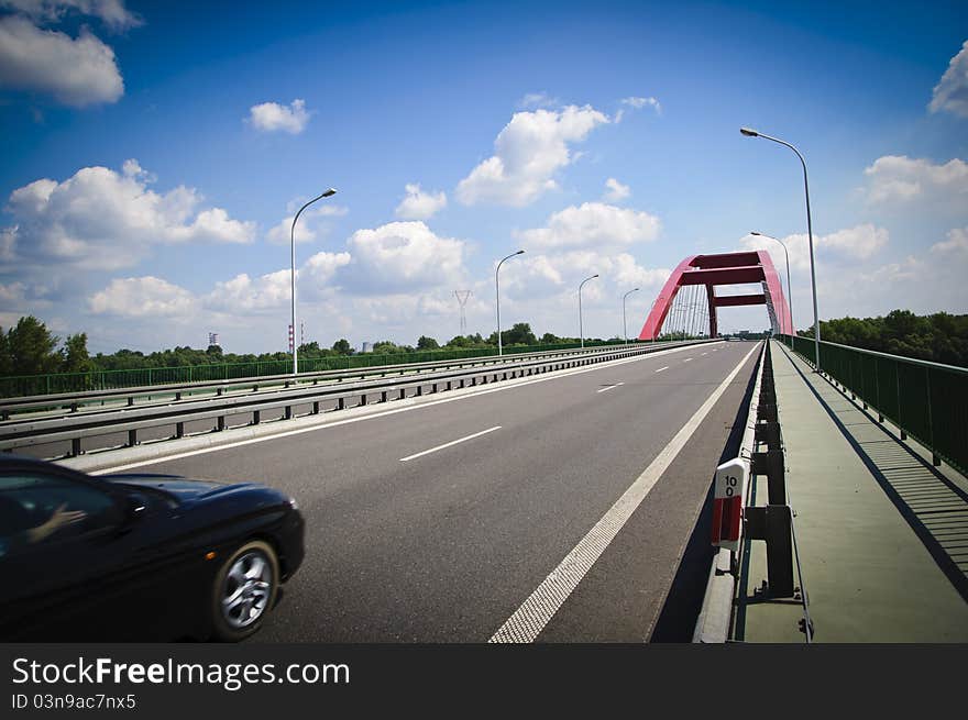 Road thru bridge in Pulawy Poland