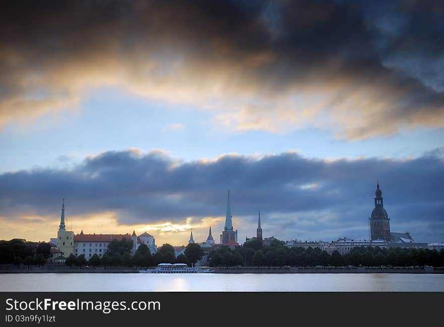 Quay of Daugava river in Riga, Latvia. Quay of Daugava river in Riga, Latvia.