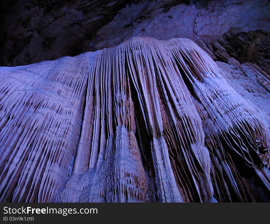 Beautiful stalactite in the cave Yinziyan, Yangshuo, Guilin, China