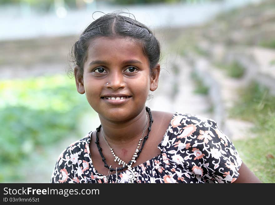 Cheerful Indian Teenage Girl Posing to Camera