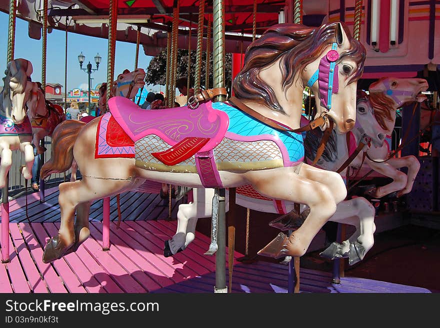 A Merry Go Around Carousel Horse at the Fair