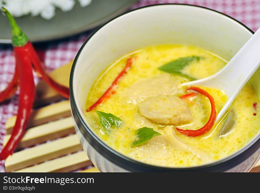 Chicken green curry,thai local food