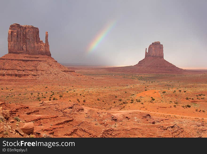 Rainbow and Mittens - Monument Valley, Arizona