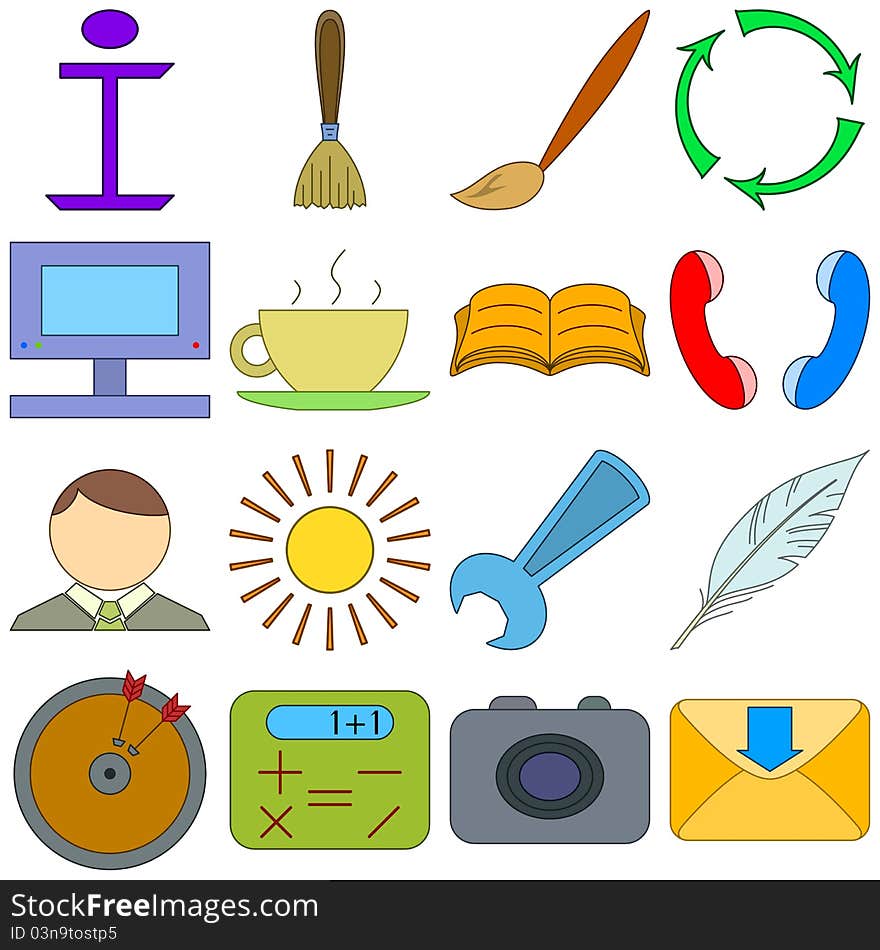 Set various icons, computer signs and button