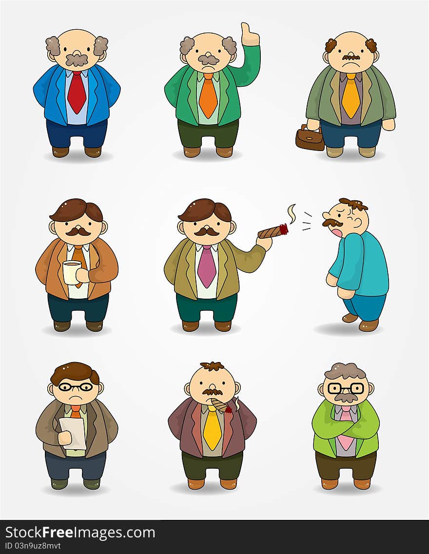 Cartoon boss and Manager icon set,vector,illustration