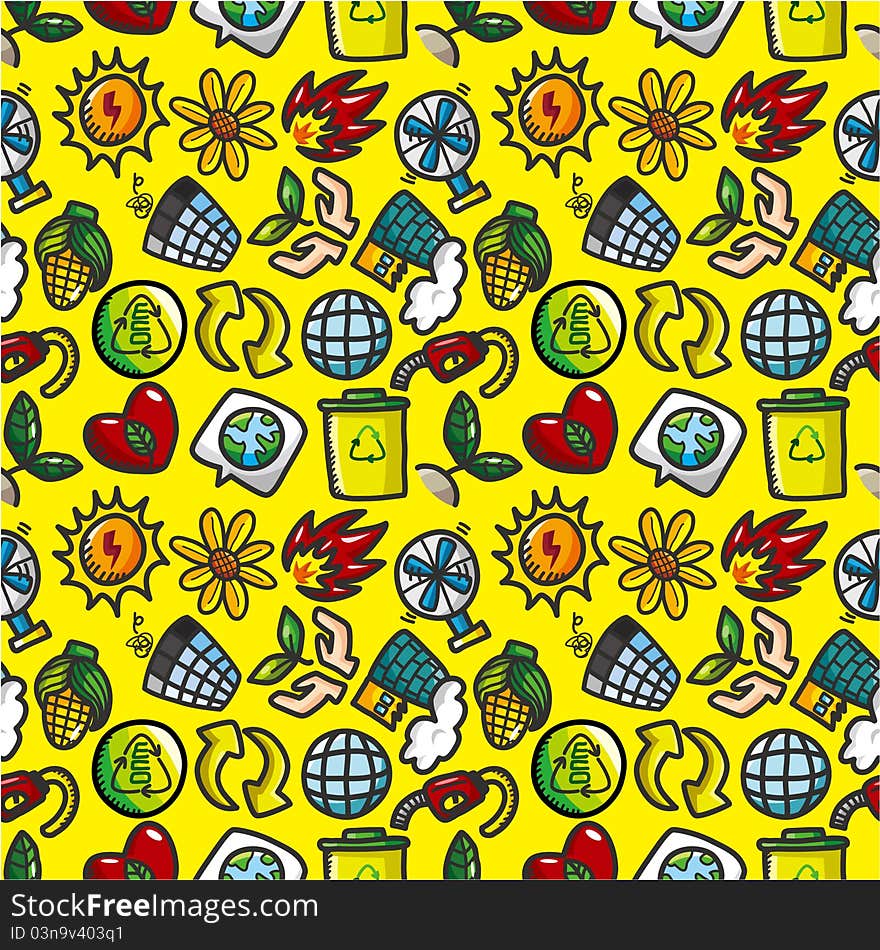 Seamless eco icon pattern,vector,illustration