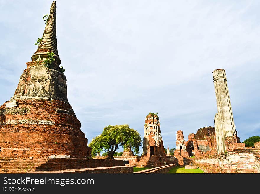 Historic Site  In Ayutthaya Of Thailand