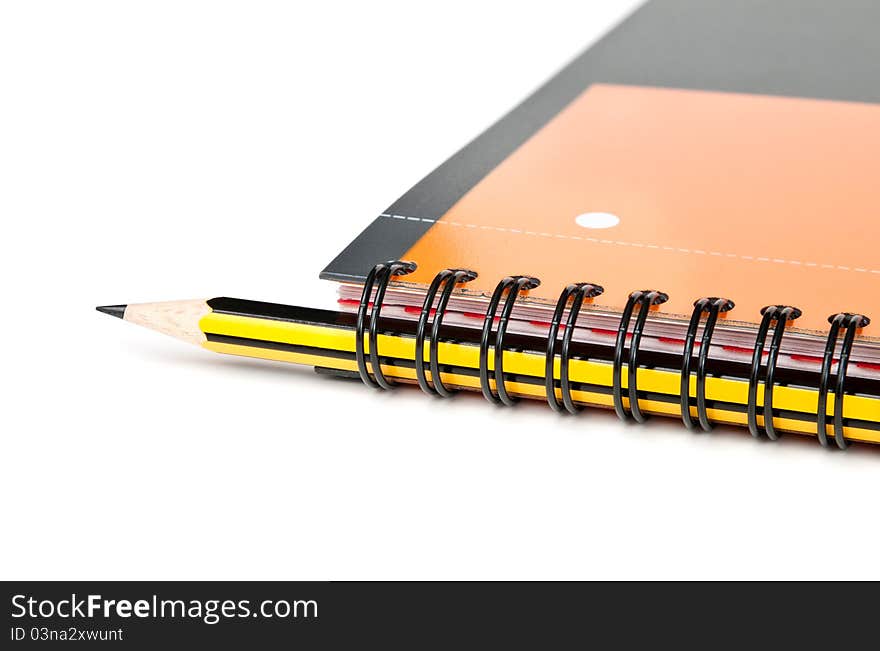 Spiral college notebook and pencil. Spiral college notebook and pencil