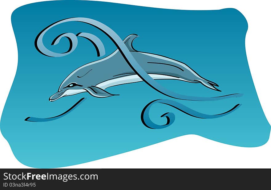Illustration of a dolphin in the water